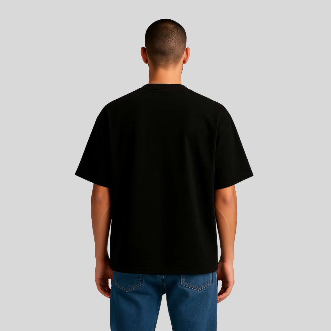 White and Black Oversized T-Shirt for Men & Women with Cartoon Graphic Embroidery |  Casual Streetwear