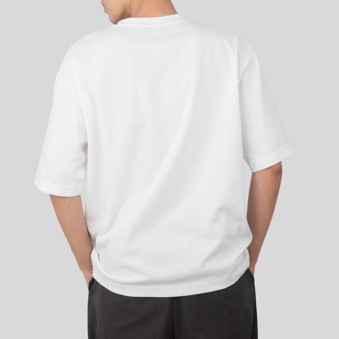 White and Black Oversized T-Shirt for Men & Women with Cartoon Graphic Embroidery |  Casual Streetwear