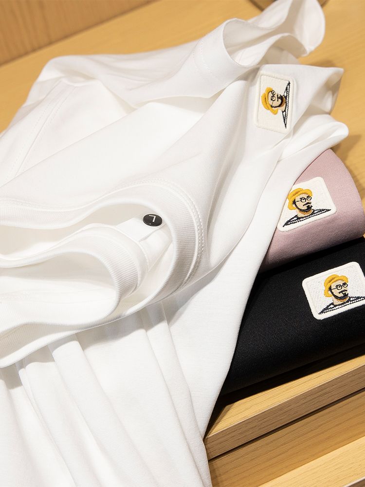 Imported T-Shirt with Cartoon Character Patch Logo and Relaxed Fit