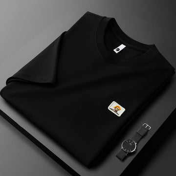 Imported T-Shirt with Cartoon Character Patch Logo and Relaxed Fit