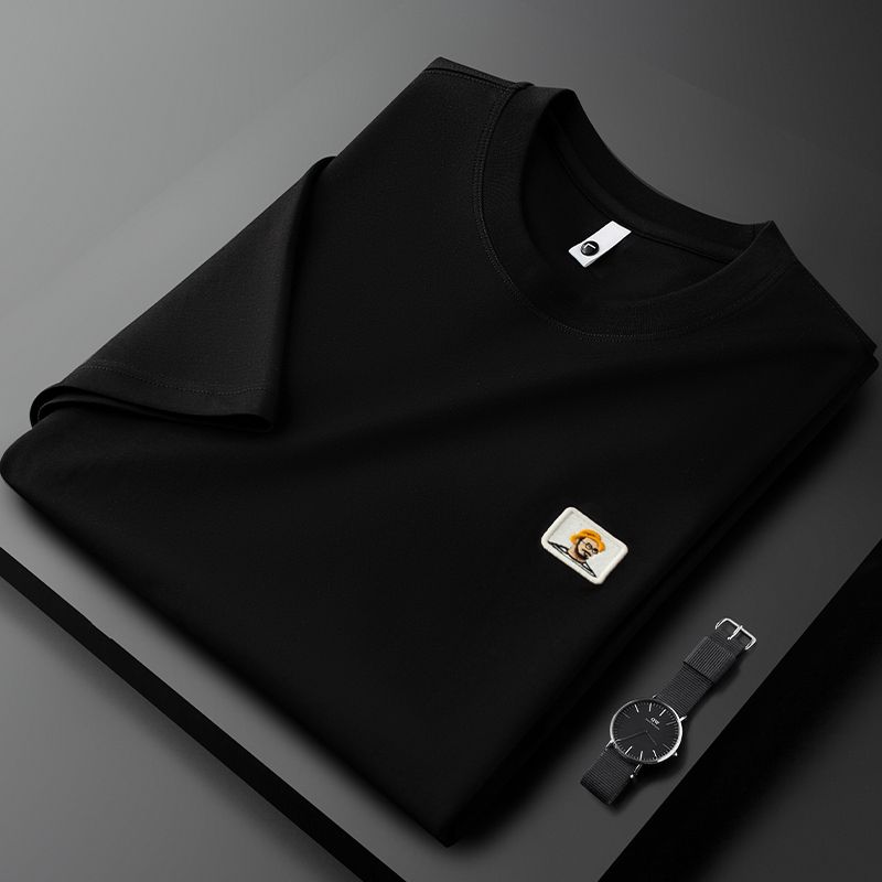 Imported T-Shirt with Cartoon Character Patch Logo and Relaxed Fit