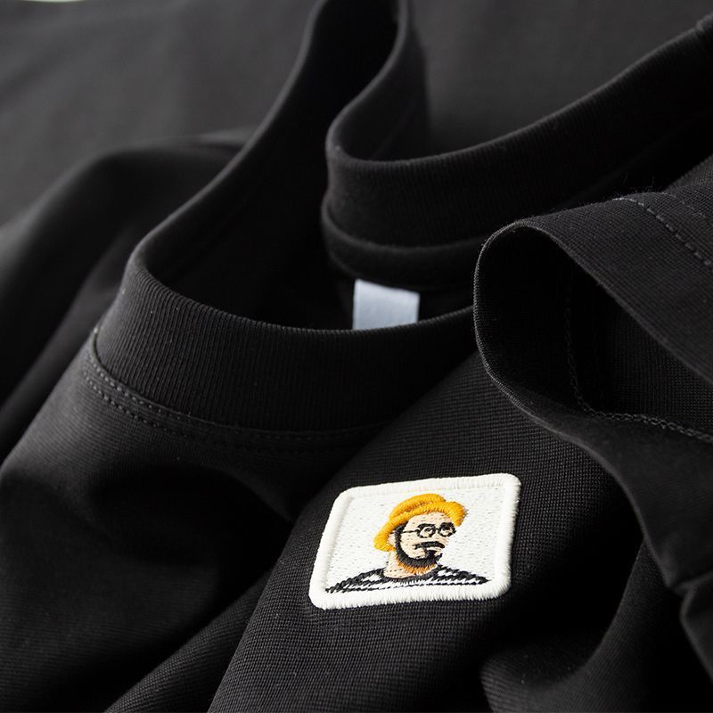 Imported T-Shirt with Cartoon Character Patch Logo and Relaxed Fit