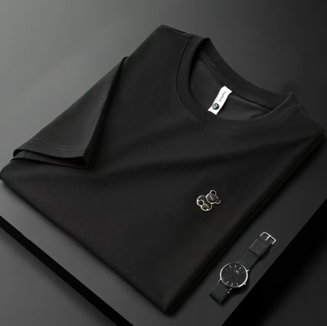 Imported T-Shirt with Bear Embroidery Logo and Relaxed Fit