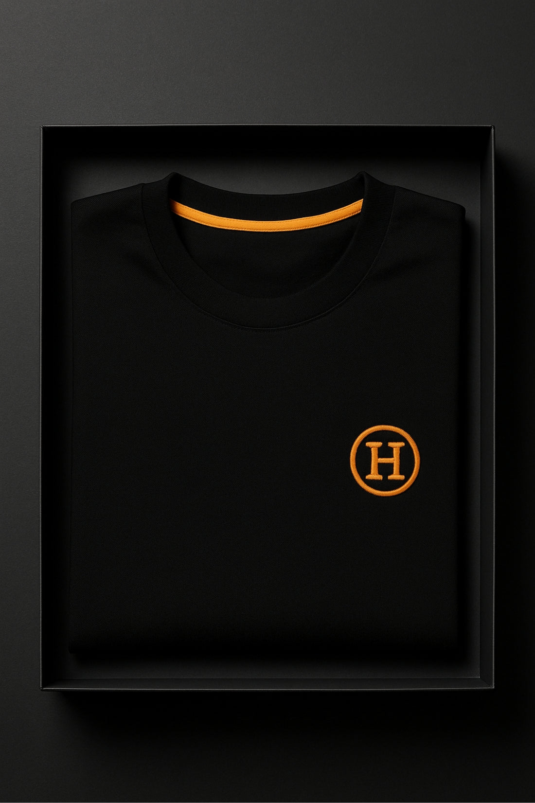 Imported T-Shirt with Circular ‘H’ Embroidery Logo and Relaxed Fit
