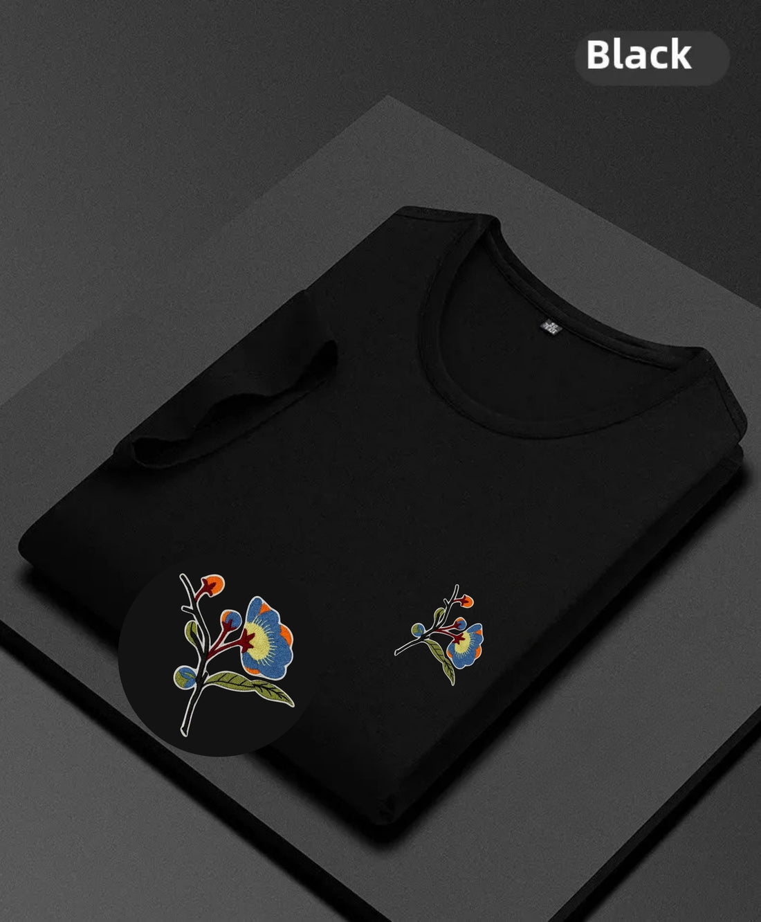 PremiumT-Shirt with Minimal Floral Embroidery – Unisex Casual Wear