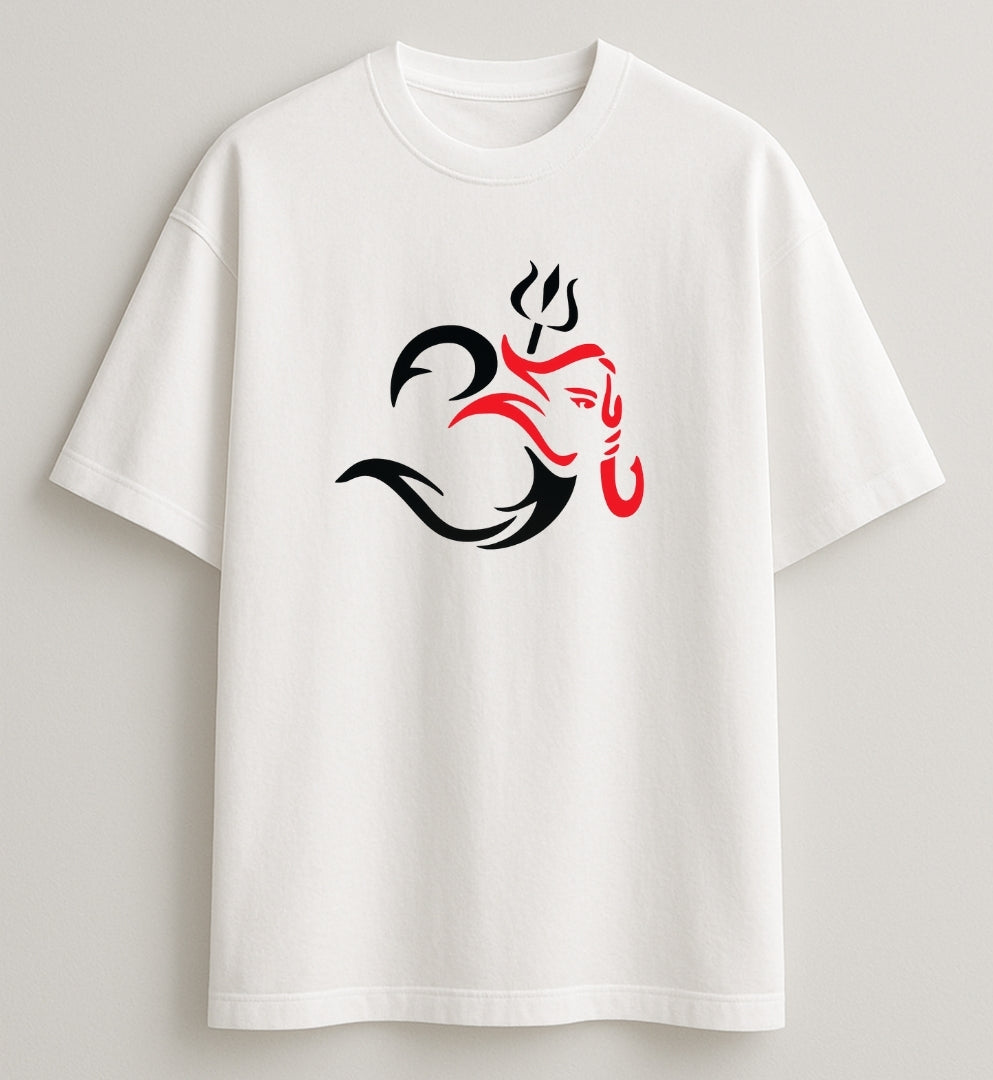 Omkara Divine Luxe Tee – Premium Abstract Ganesha Print