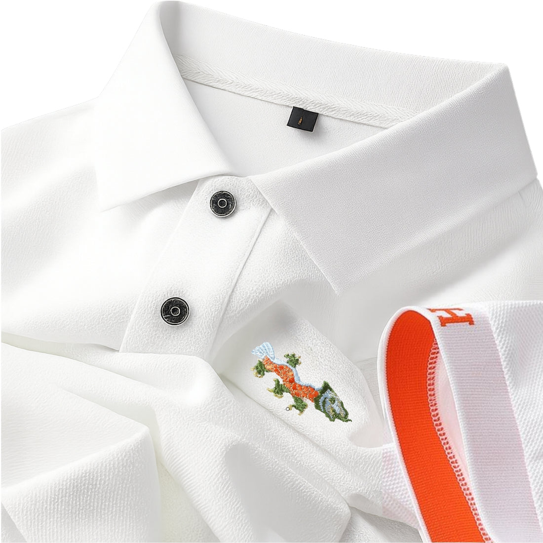 Regal White Luxe Polo – Embroidered Edition